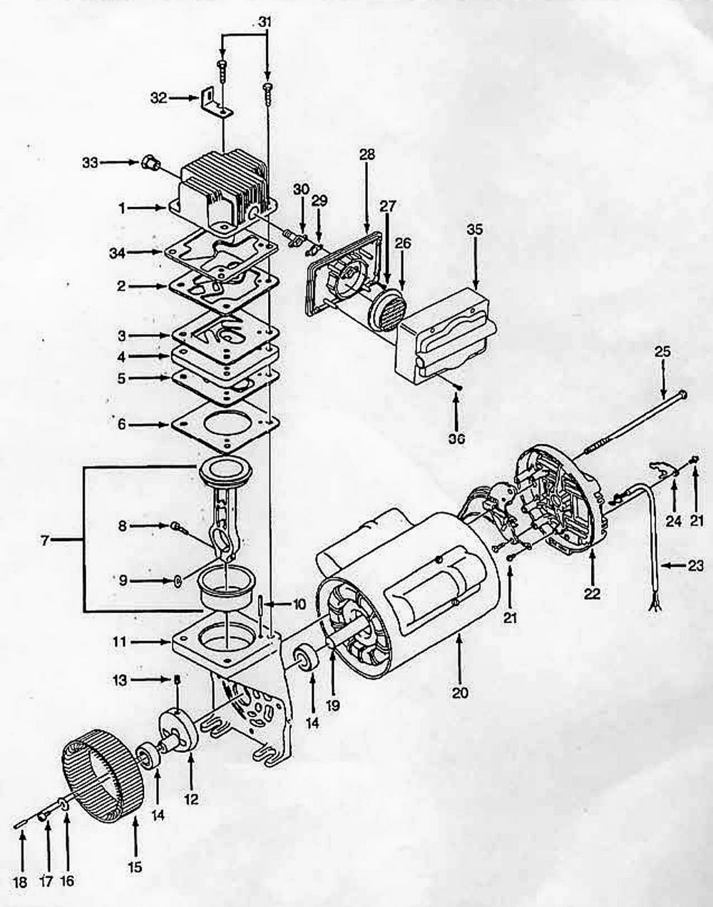 Section 1 Diagram and Parts List for WL330002  Campbell Hausfeld Compressor